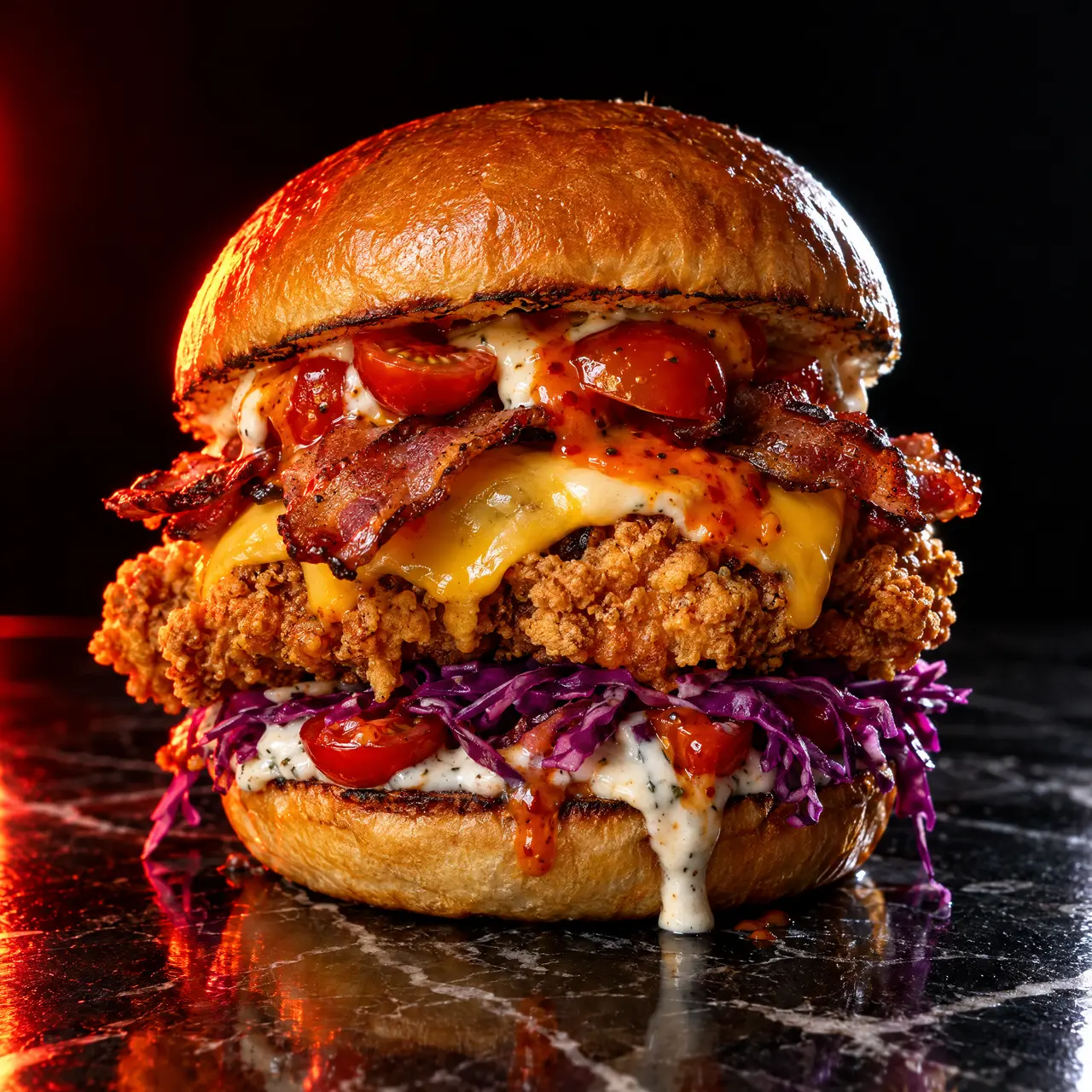 Hamburger Gallo Croccante con pollo croccante e cappuccio rosso
